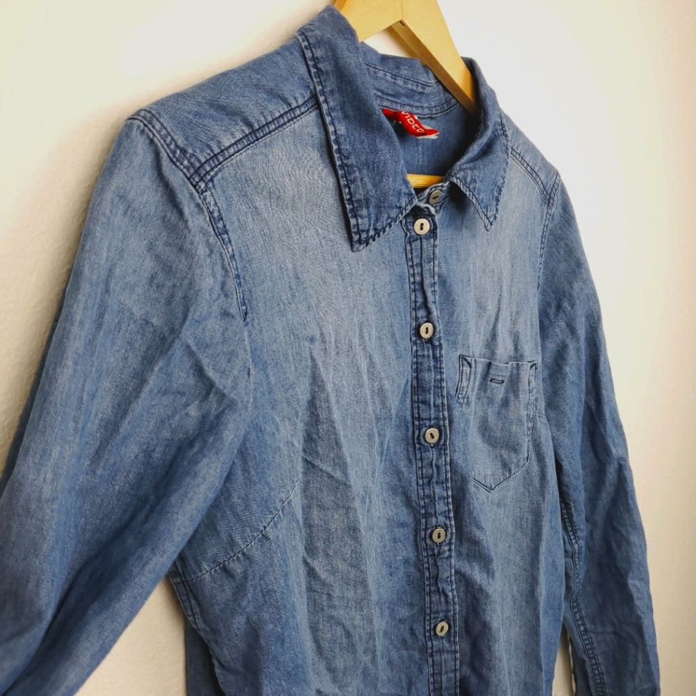 Faux Denim Women's Button Down
